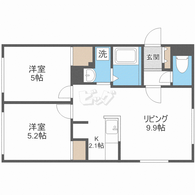 リフレ澄川(2LDK/4階)の間取り写真