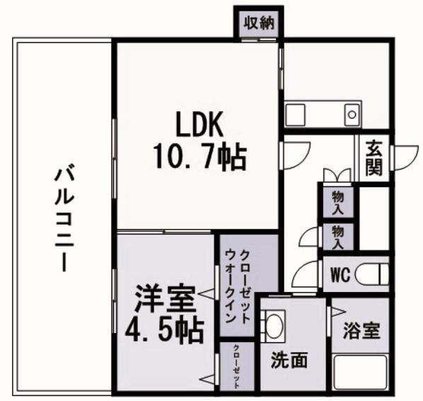 フェリシエ三萩野(1LDK/2階)の間取り写真