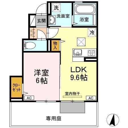 シャルマン・ホルツ(1LDK/1階)の間取り写真