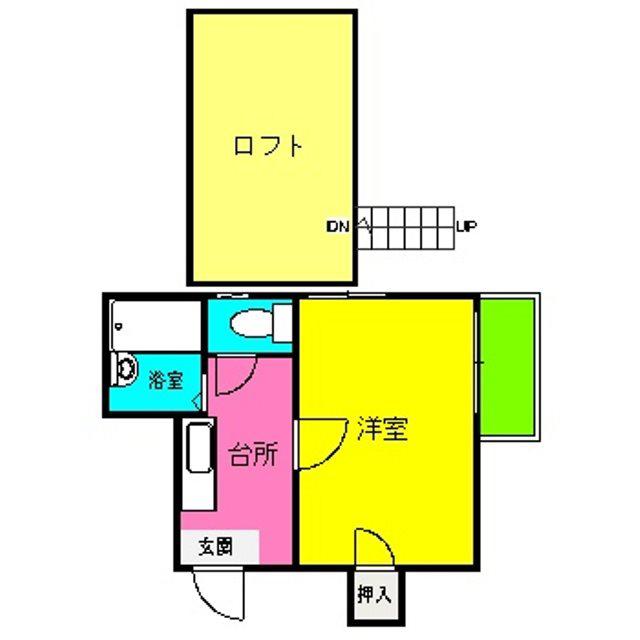 レディバッグ西新(1K/1階)の間取り写真