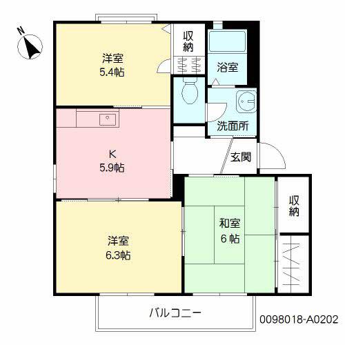 コーポ ハイビスカス (3K/1階)の間取り写真