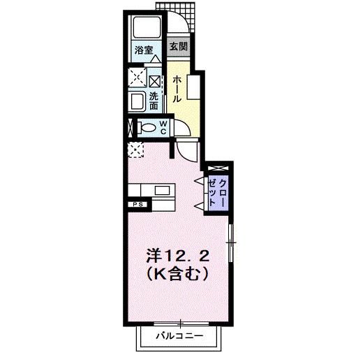 M・プレーリー・ローズB(ワンルーム/1階)の間取り写真