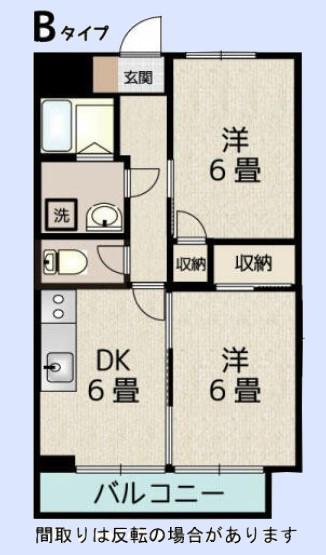 東武東上線 川越市駅 徒歩7分 5階建 築38年(2DK/2階)の間取り写真