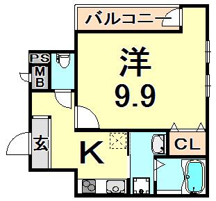 フジパレス塚口5番館(1K/1階)の間取り写真