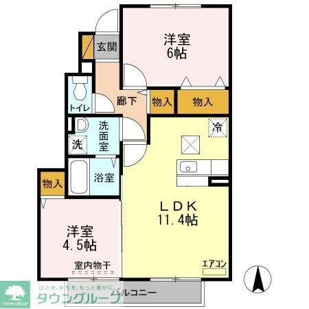 ハイブリッジII(2LDK/1階)の間取り写真