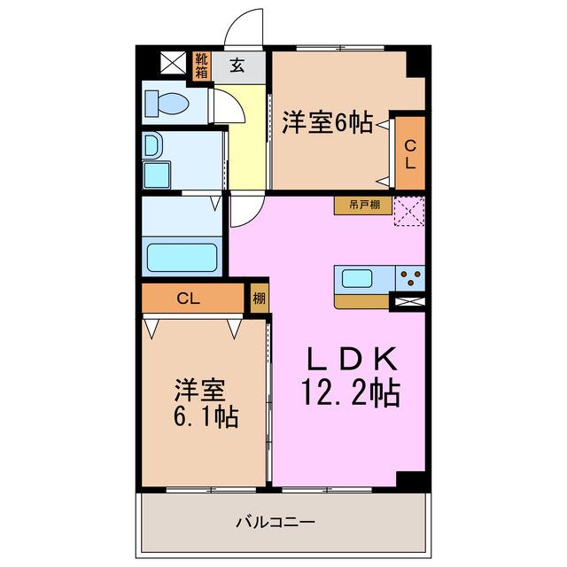 ルコネッサンス(2LDK/1階)の間取り写真