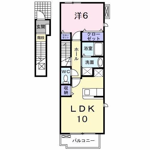 ヴェル ドゥーラ II(1LDK/2階)の間取り写真