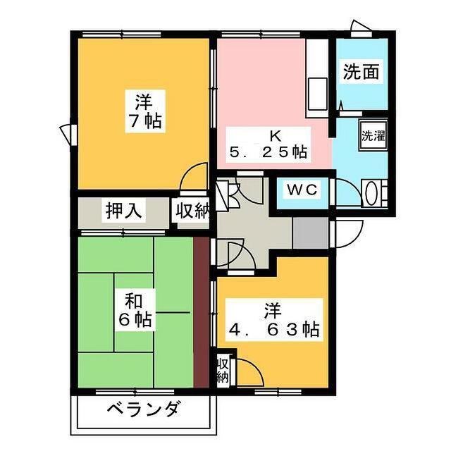 グランドールエストA(3K/1階)の間取り写真