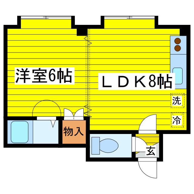 ファインド元町(1LDK/2階)の間取り写真