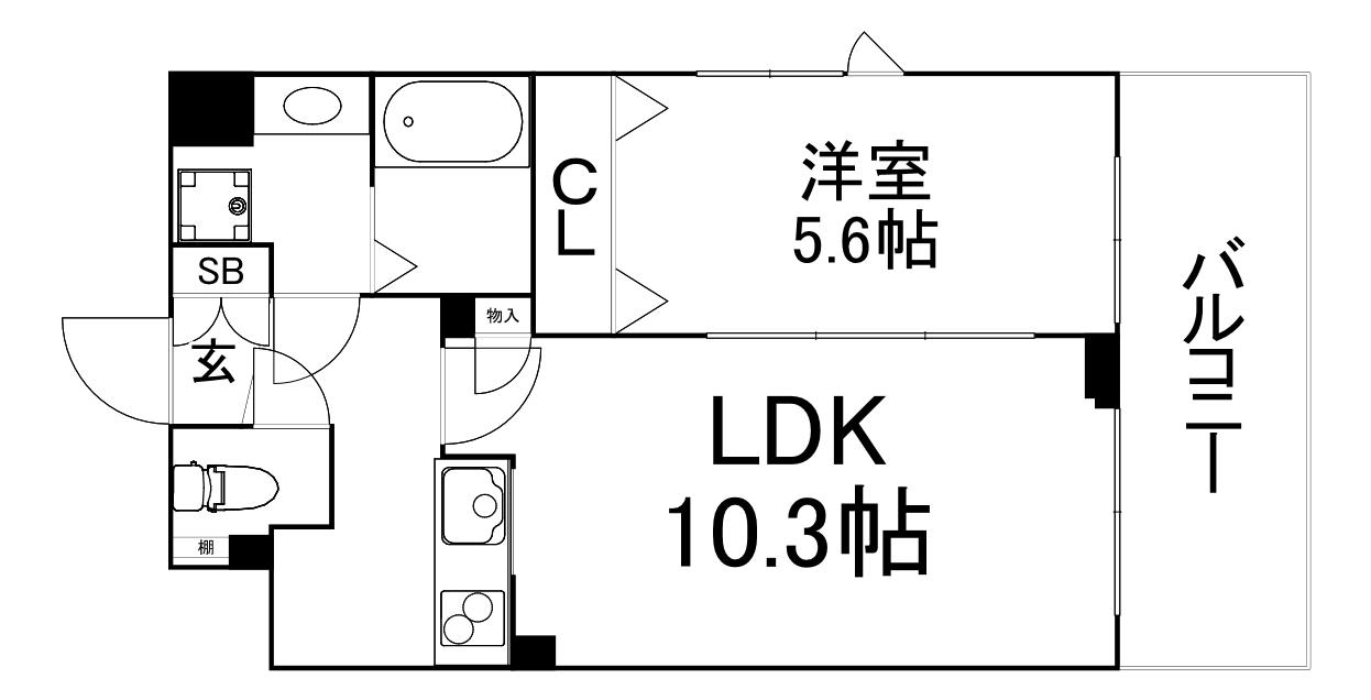 アーバネックス・谷町(1LDK/2階)の間取り写真