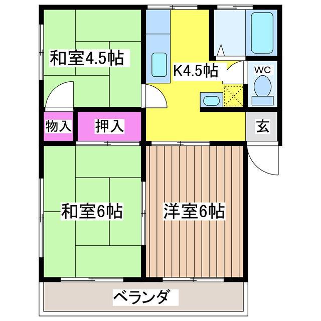 メゾン第一B(3K/2階)の間取り写真