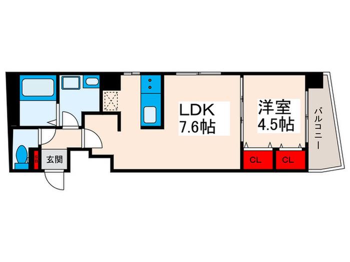 ルミナス西日暮里(1LDK/1階)の間取り写真