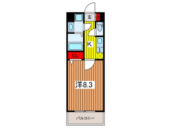 ルッソ東浦和(1K/3階)の間取り写真