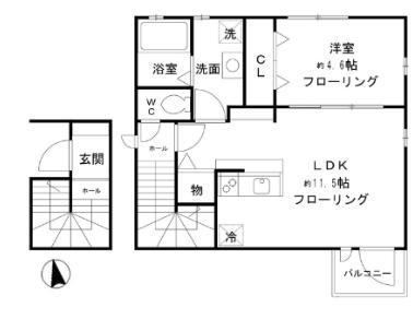 ヴァンテュイット(1LDK/2階)の間取り写真