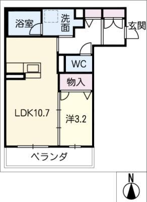 SALINAA(1LDK/2階)の間取り写真
