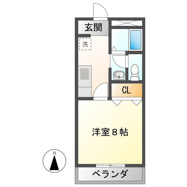 コーポ富(1K/2階)の間取り写真