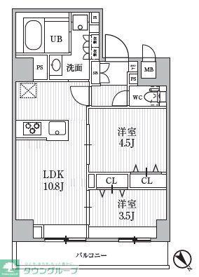 S-RESIDENCE目黒大岡山BRESA(2LDK/2階)の間取り写真