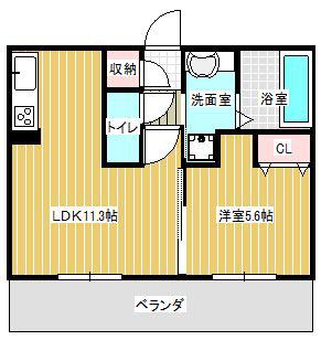 ラ・エスパシオ合志I(1LDK/1階)の間取り写真