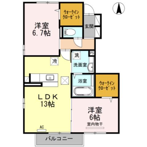 カーサアリエッタ(2LDK/1階)の間取り写真