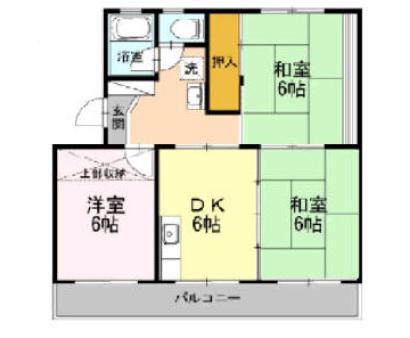 メゾーン久能(3DK/1階)の間取り写真