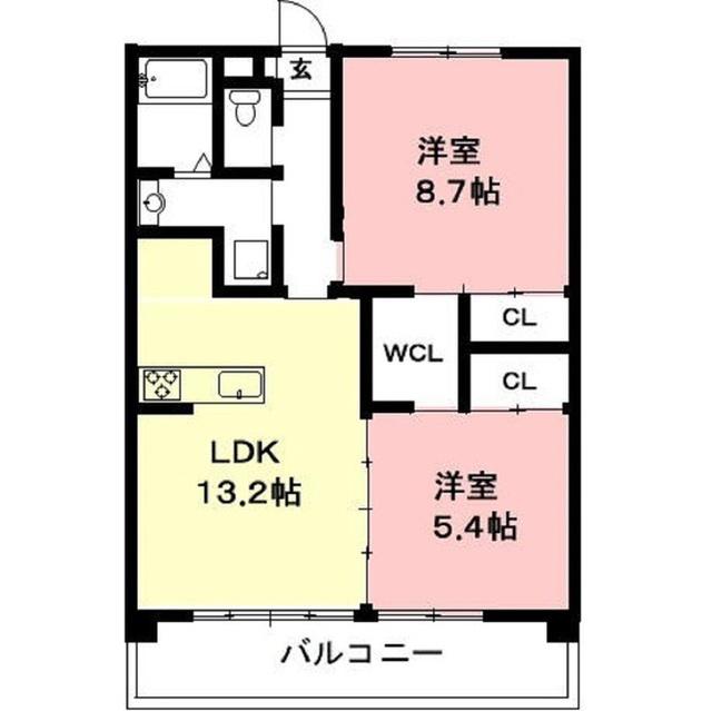 ラ・ポーゼ・ロワイヤル(2LDK/3階)の間取り写真