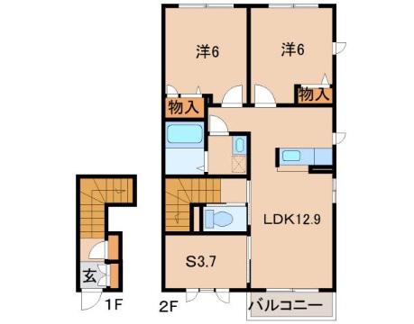 シャーメゾンBRILLIANTII(2SLDK/2階)の間取り写真
