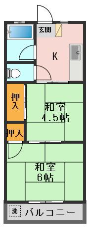 天王マンション(2DK/4階)の間取り写真