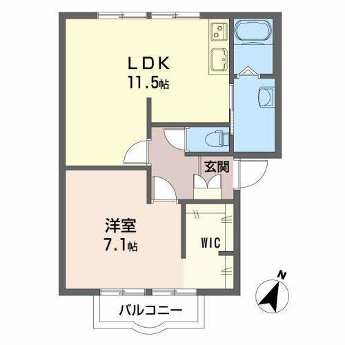 カーサ羽島 A棟(1LDK/2階)の間取り写真
