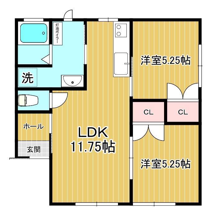 SUN・富士見(2LDK/1階)の間取り写真