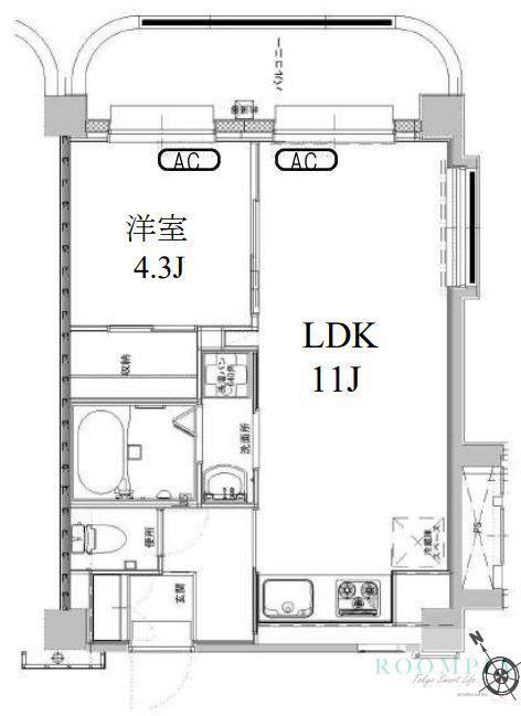 三軒茶屋グリーンマンション(1LDK/8階)の間取り写真