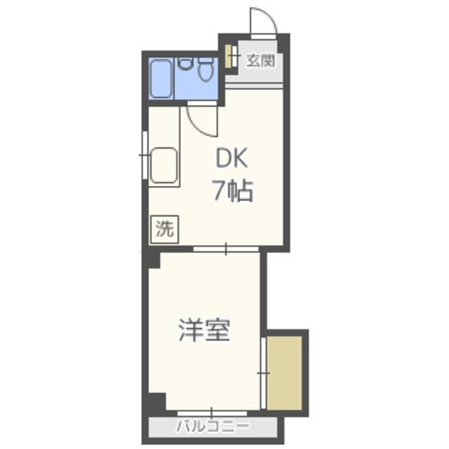 アーバン西新南(1DK/2階)の間取り写真