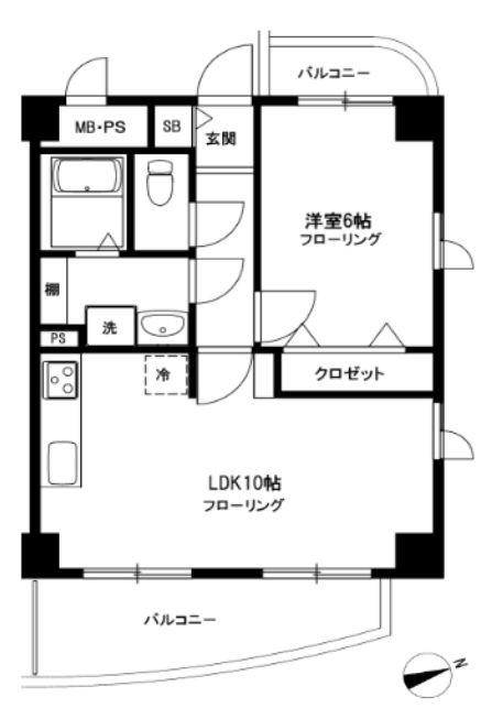 ボナール桜新町(1LDK/2階)の間取り写真