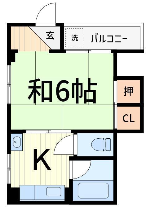 永瀬ハイツ(1K/1階)の間取り写真
