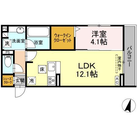 SUN GRACE(1LDK/2階)の間取り写真
