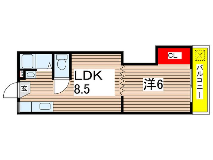 コーポタツノB棟平屋(1LDK/1階)の間取り写真