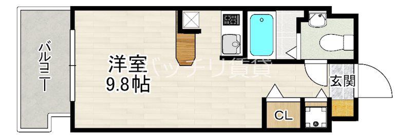 ハウトン薬院(ワンルーム/3階)の間取り写真