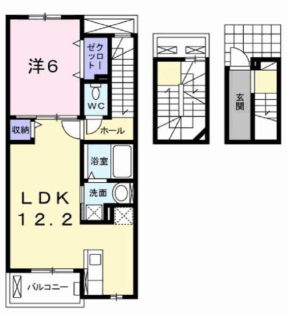 PROUD22並木(1LDK/3階)の間取り写真