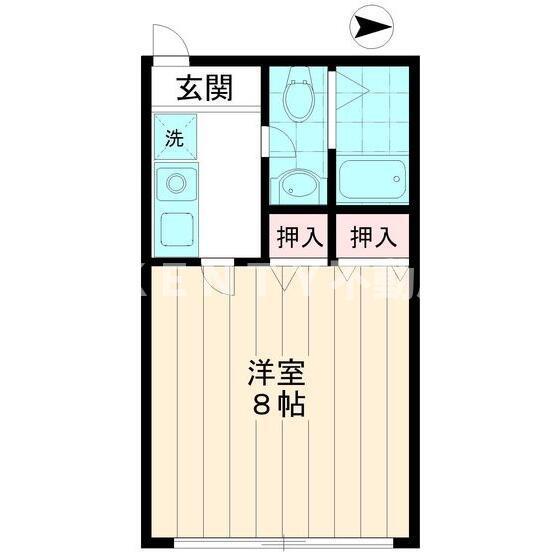 グリーンクロス西中延(1K/2階)の間取り写真