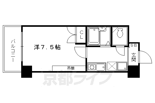 ウッドビレッジ(1K/2階)の間取り写真