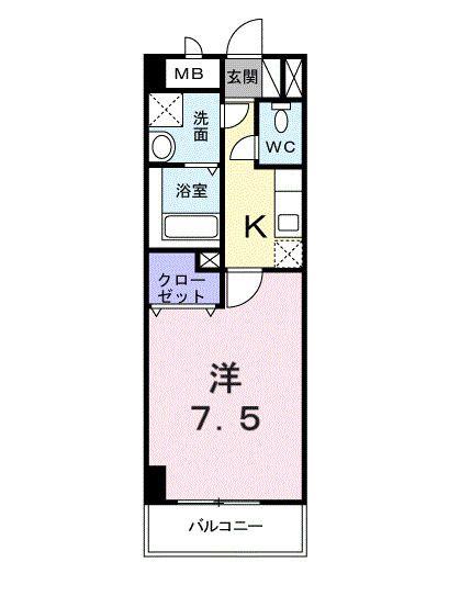 パールドゥN府中(1K/3階)の間取り写真
