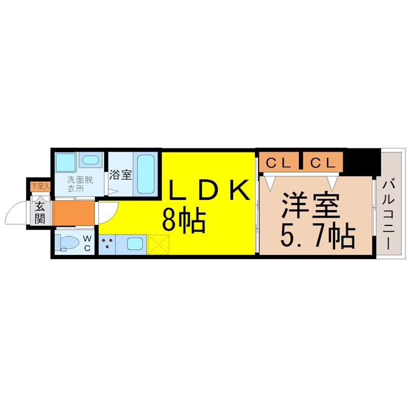ドゥナーレ東別院(1LDK/5階)の間取り写真