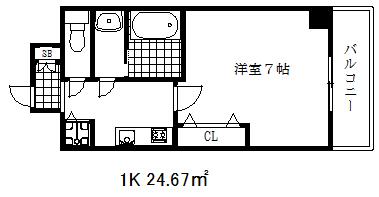 ラグゼ芦屋南(1K/1階)の間取り写真