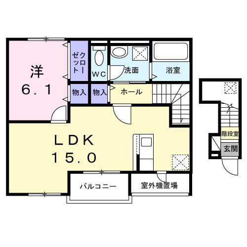 久米川町4丁目アパート(1LDK/2階)の間取り写真