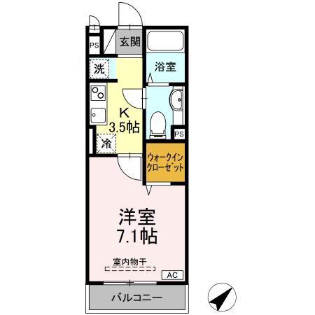 山手ヒルズ弐番館(1K/2階)の間取り写真
