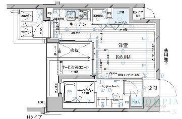 メインステージ大森北(1LDK/9階)の間取り写真