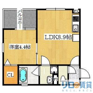 KTIレジデンス西中島III(1LDK/1階)の間取り写真