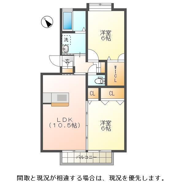 シュペルノーヴァB棟(2LDK/1階)の間取り写真