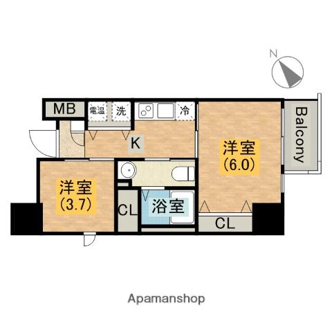 ディアコート宿屋町(2K/5階)の間取り写真