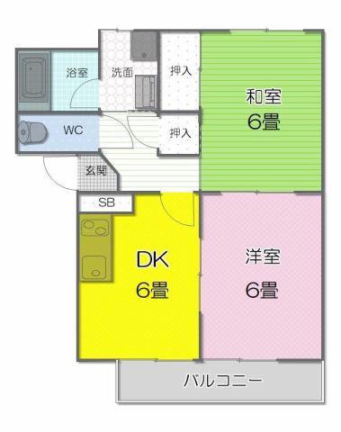 サープラス優和B(2DK/1階)の間取り写真