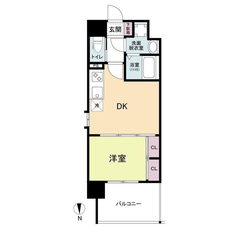プライマル南森町(1DK/10階)の間取り写真